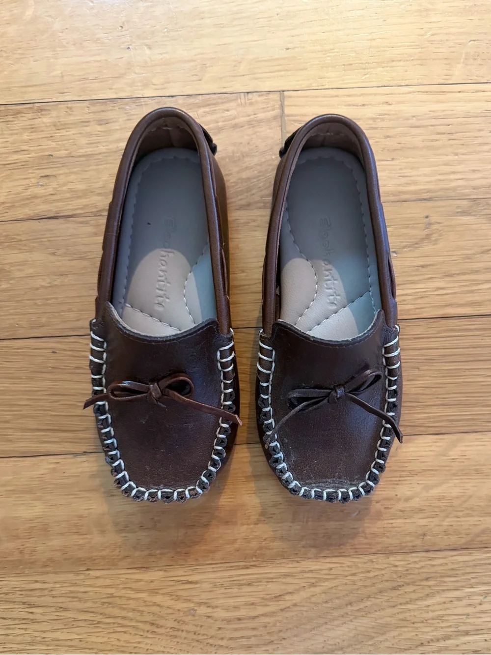 Elephantito Brown Kids Moccasin Loafers with Contrast Stitch